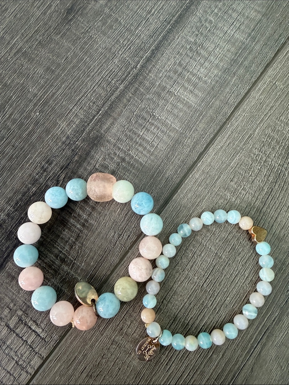 Pastel Stretch Bracelet Set in Aquamarine, Blush & Cream